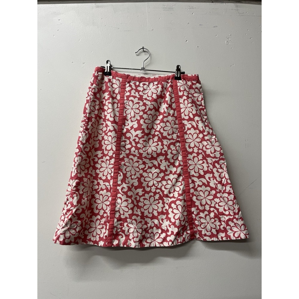 Boden swishy A-line cotton skirt in a coral floral print D as use 6 Regular